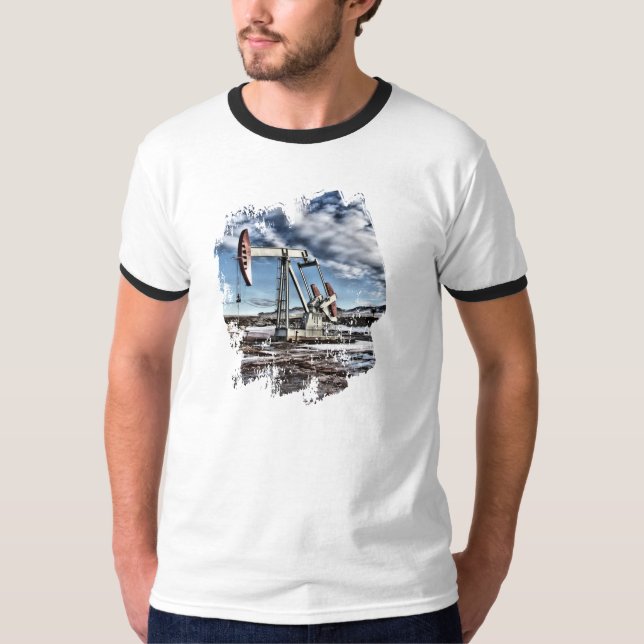 Färgrika Pumpjack avbildar Tee (Framsida)