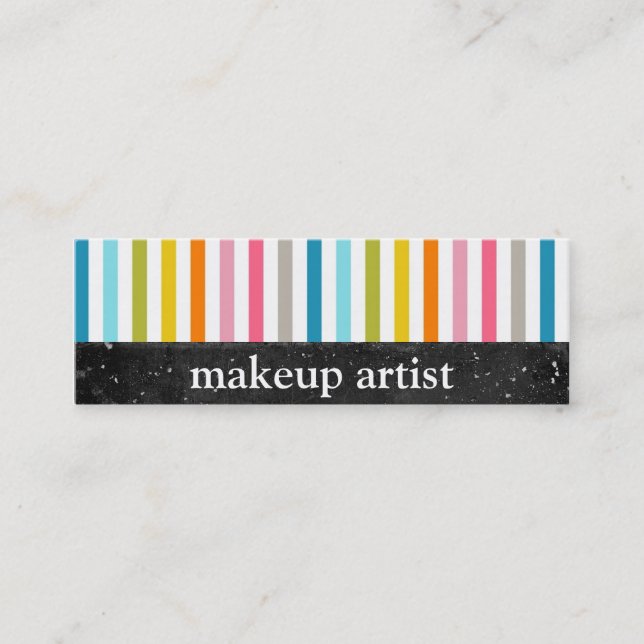 Färgrika randar - Makeupkonstnär - visitkortar Mini Visitkort (Framsida)