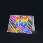 Färgrika randar   Regnbågemönster "18 gammala år! Kort<br><div class="desc">Bekläda av denna roliga, spännande och vibrerande design för födelsedaghälsningkortet presenterar ett mångfärgat randmönster, tillsammans med meddelandet "18 gammala år!", ha ett mångfärgad regnbåge inspirerat lutningmönster. Insidan presenterar ett skräddarsy hälsningmeddelande eller kunde kanske göras klar, och tom vänstersida, om ett meddelande är att vara skriftligt by, räcker i stället. En...</div>