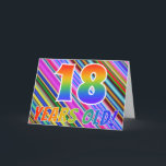 Färgrika randar   Regnbågemönster "18 gammala år! Kort<br><div class="desc">Bekläda av denna roliga, spännande och vibrerande design för födelsedaghälsningkortet presenterar ett mångfärgat randmönster, tillsammans med meddelandet "18 gammala år!", ha ett mångfärgad regnbåge inspirerat lutningmönster. Insidan presenterar ett skräddarsy hälsningmeddelande eller kunde kanske göras klar, och tom vänstersida, om ett meddelande är att vara skriftligt by, räcker i stället. En...</div>