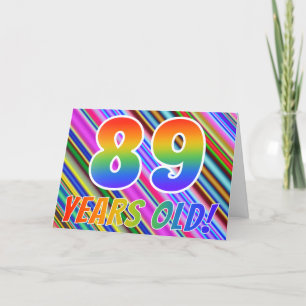 Färgrika randar + Regnbågemönster "89 gammala år! Kort