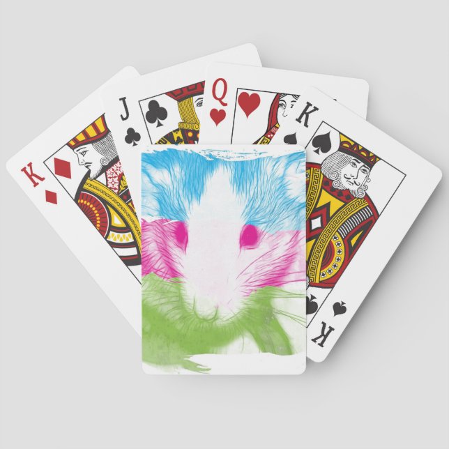 Färgrika Rattie som leker kort Spel Kort (Baksidan)