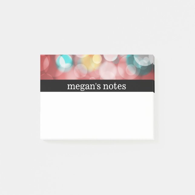 Färgrika röda Bokeh Post-it Block (Framsida)