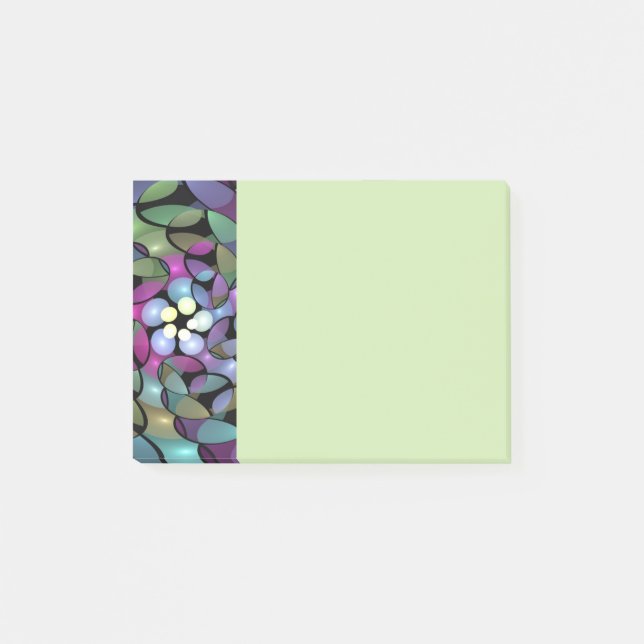 Färgrika rörelser Abstrakt slående fraktalkonst Post-it Block (Framsida)