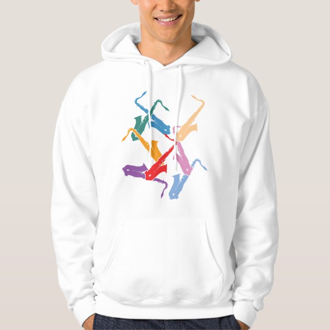 Färgrika saxofoner hoodie (Framsida)