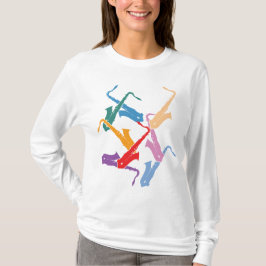 Färgrika saxofoner tee shirt