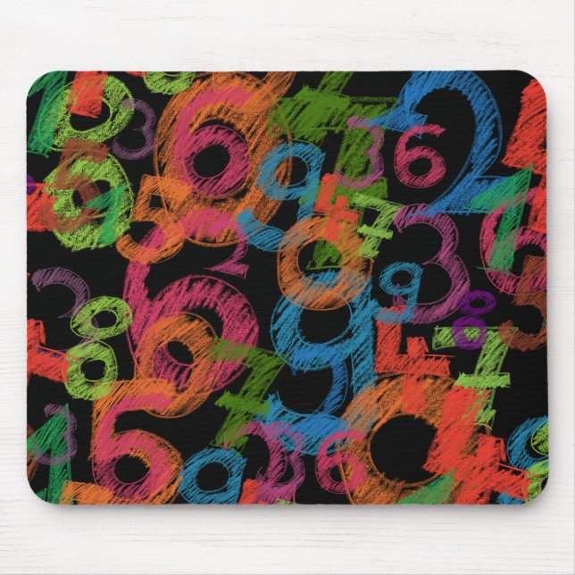 Färgrika siffror matematik graffiti musmatta (Framsidan)