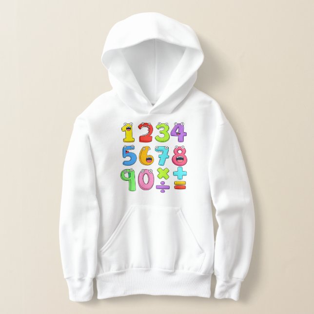 Färgrika siffror matematik hoodie för barn t shirt (Laydown)