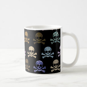 Färgrika skalle- & korben kaffemugg