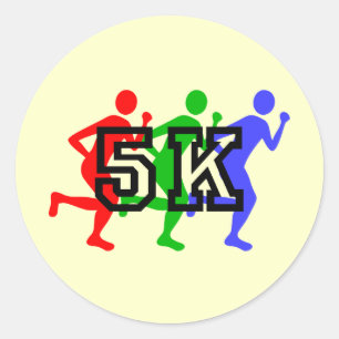 Färgrika springer 5K Runt Klistermärke