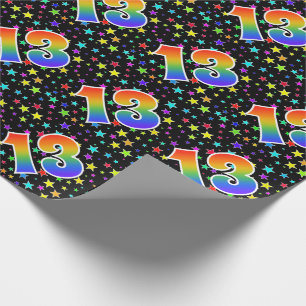 Färgrika stjärnor + Regnbågemönster "13" händ Presentpapper