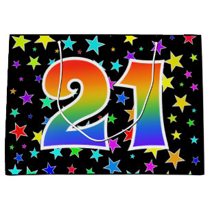 Färgrika stjärnor + Regnbågemönster "21" händ