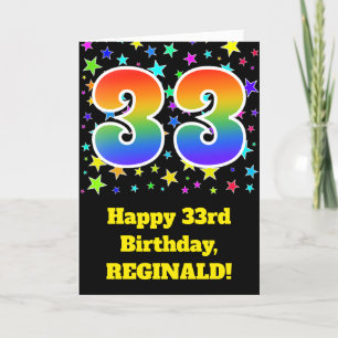 Färgrika stjärnor + Regnbågemönster "33" Kort