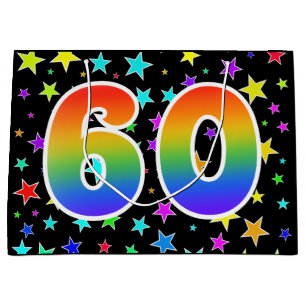 Färgrika stjärnor + Regnbågemönster "60" händ