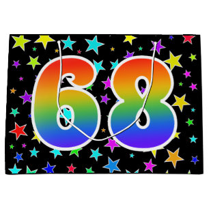 Färgrika stjärnor + Regnbågemönster "68" händ