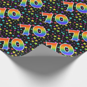 Färgrika stjärnor + Regnbågemönster "70" händ Presentpapper