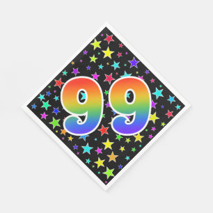 Färgrika stjärnor + Regnbågemönster "99" händ Pappersservett