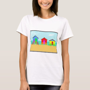 Färgrika strandCabanas på shorelinen Tee