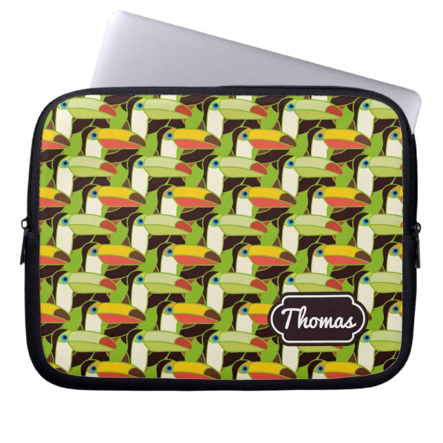 Färgrika Toucans | tillfogar ditt namn Laptop Sleeve (Framsidan)