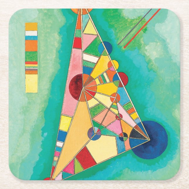 Färgrika trianglar av Wassily Kandinsky Underlägg Papper Kvadrat (Framsidan)