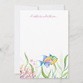 Färgrika tropiska fiskar akvarell anteckningskort