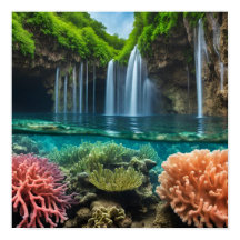 Färgrika tropiska vattenfall