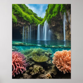 Färgrika tropiska vattenfall poster