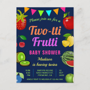 Färgrika Tutti Frutti kopplar samman baby shower Inbjudan Vykort