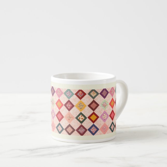 Färgrika tygmönster espressomugg (Framsida höger)