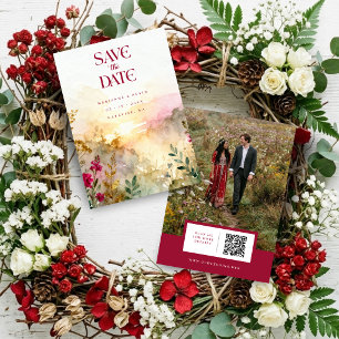 Färgrika utsökta vilda blommor fält bröllopsfoto spara datumet