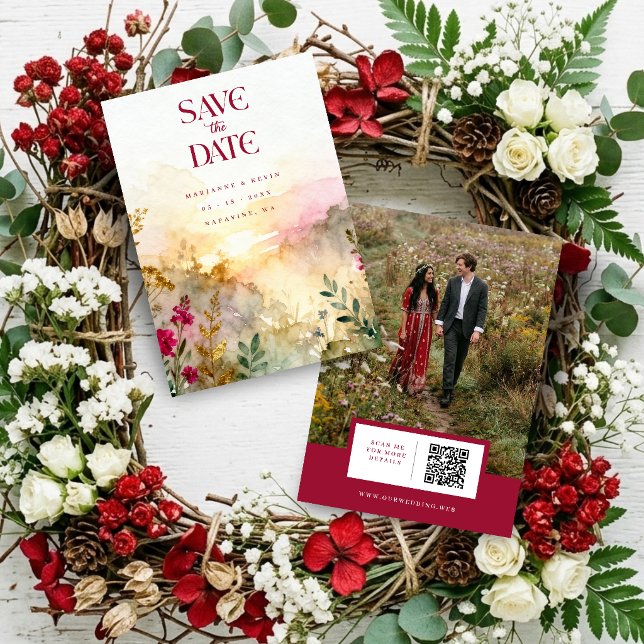 Färgrika utsökta vilda blommor fält bröllopsfoto spara datumet (Sobre este diseño
Colorful Exquisite Wildflowers Field with Glitter Effect Save the Date Card Design)