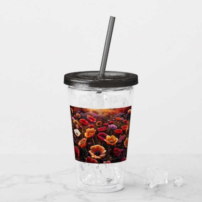 Färgrika vallmosor take away mugg (Baksida Ice)