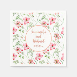 Färgrika Vattenfärg Vilda Blommor Bröllop Pappersservett