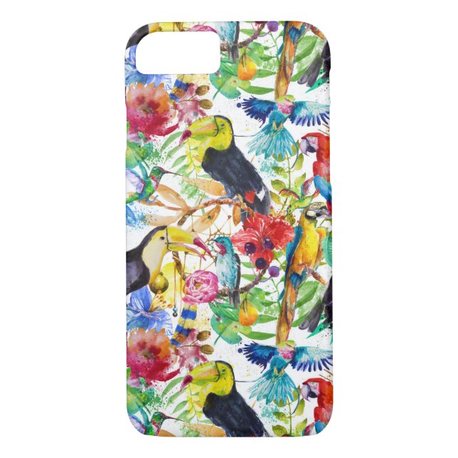 Färgrika vattenfärgpapegojor Case-Mate iPhone skal (Baksida)