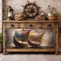 Färgrika vikingasegels decoupage
