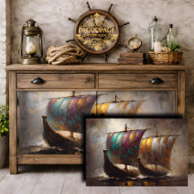 Färgrika vikingasegels decoupage
