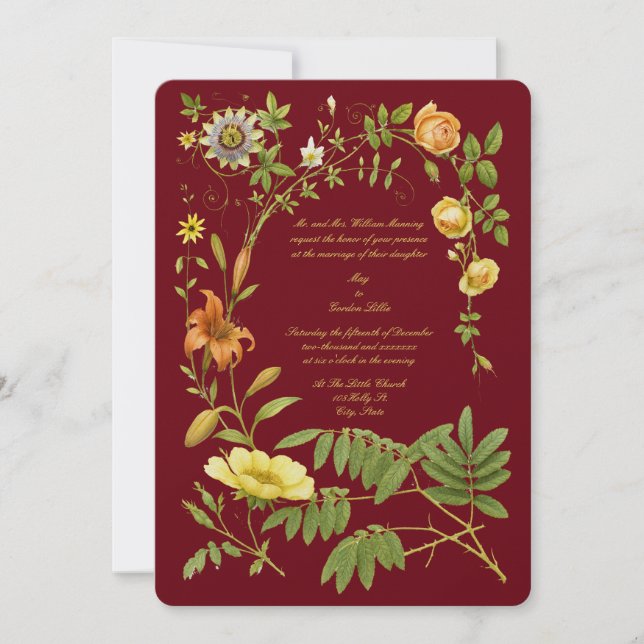 Färgrika vilda blommor kant inbjudningar (Framsida)