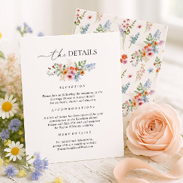 Färgrika Vildblomma Bröllopsdetaljer Tilläggskort