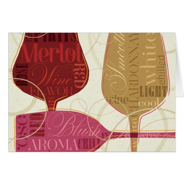 Färgrika vinexponeringsglas hälsningskort (Framsidan Horizontal)