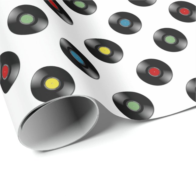 Färgrika vinylrekord | någon bakgrundsfärg presentpapper (Rullad Hörn)