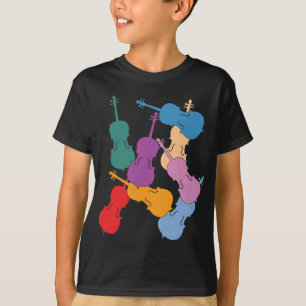 Färgrika violonceller tee