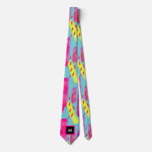 Färgrikt abstrakt 80-talmönster med monogramen slips