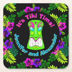 Färgrikt är det Tiki Time Underlägg Papper Kvadrat