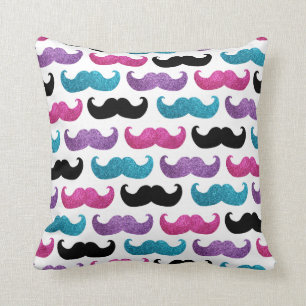 Färgrikt bling mustaschmönster (Fauxglitter) Kudde