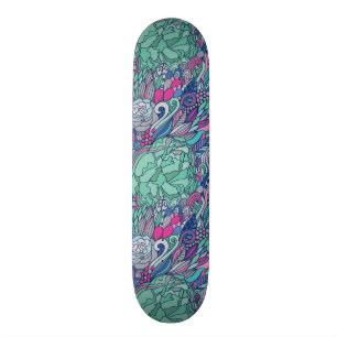 Färgrikt blom- klottermönster skateboard bräda 19,5 cm