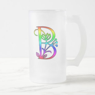 FÄRGRIKT BLOM- MONOGRAMBREV B FROSTAT ÖLGLAS