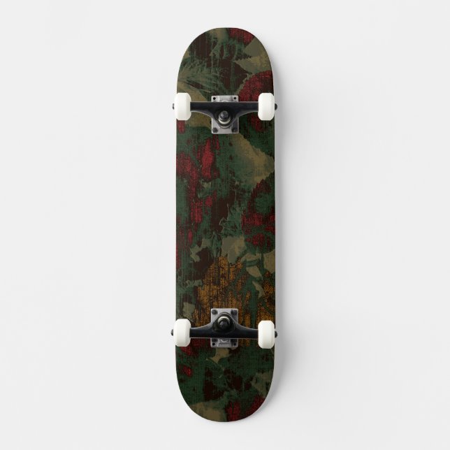 Färgrikt blommakamouflagemönster skateboard bräda 21,5 cm (Framsida)
