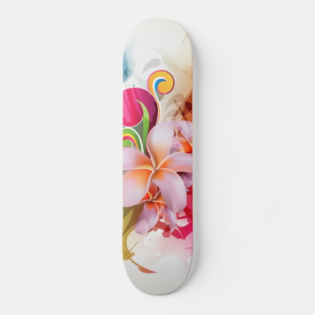 Färgrikt blommigtstänk mini skateboard bräda 18,7 cm (Framsida)