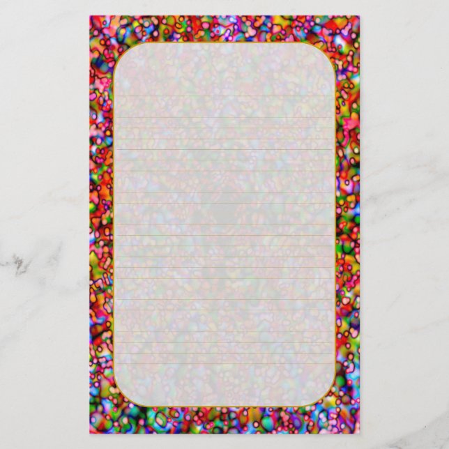"Färgrikt bubblar" fin fodrad brevpapper (Framsida)