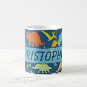 Färgrikt Dinosaurmönster som ska personifieras Kaffemugg